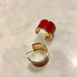 Monet Vintage Red Gold Tone Earrings